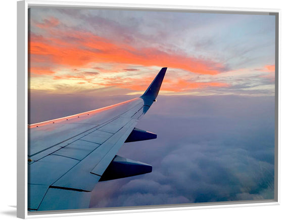 "Beautiful sunset sky view from airplane window"