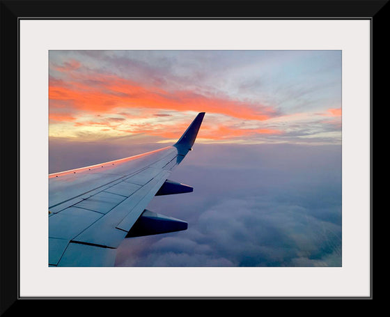 "Beautiful sunset sky view from airplane window"