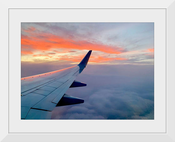 "Beautiful sunset sky view from airplane window"