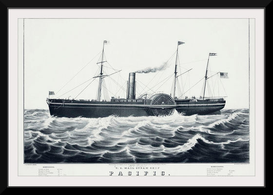 "U.S mail steam ship The Pacific", N. Currier