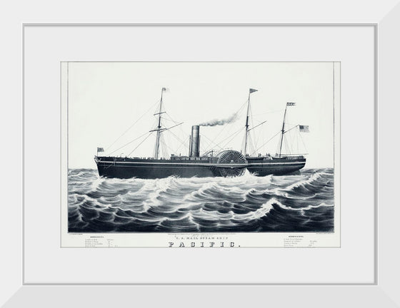 "U.S mail steam ship The Pacific", N. Currier