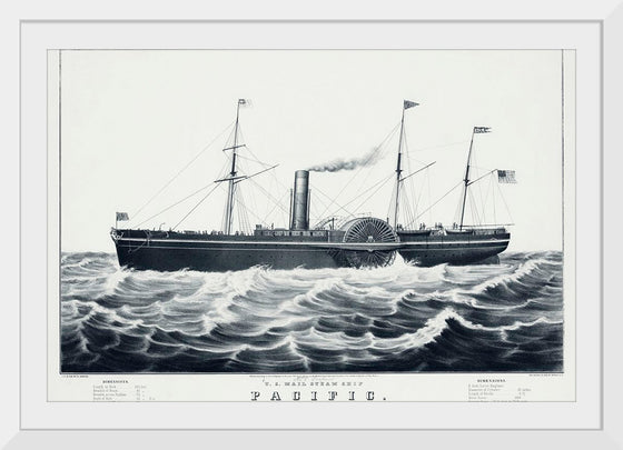 "U.S mail steam ship The Pacific", N. Currier