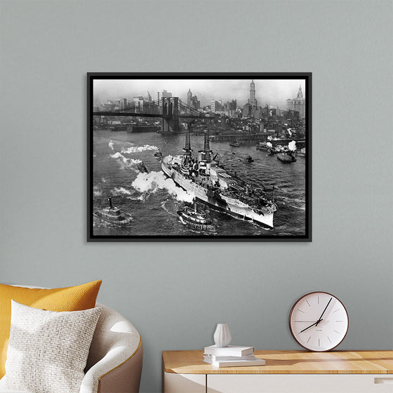 "View of USS ARIZONA taken from Manhattan Bridge"