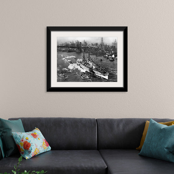 "View of USS ARIZONA taken from Manhattan Bridge"