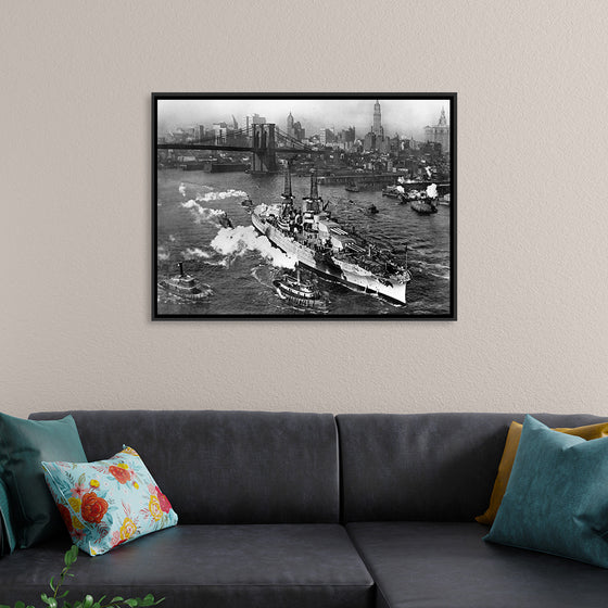 "View of USS ARIZONA taken from Manhattan Bridge"