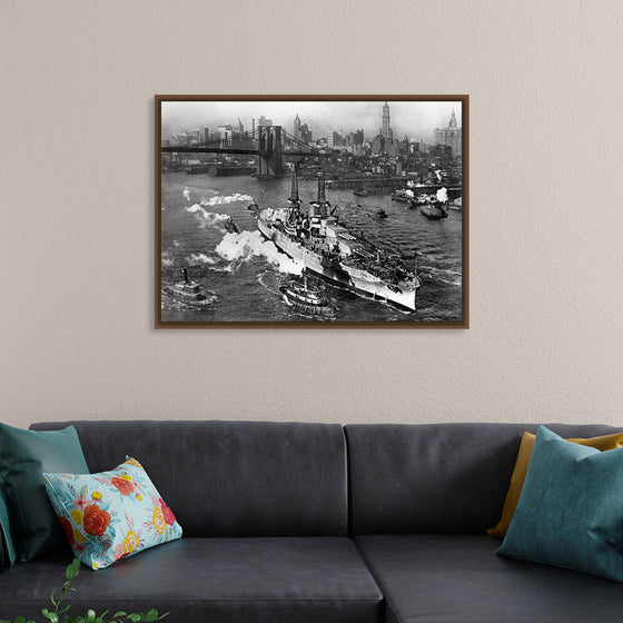 "View of USS ARIZONA taken from Manhattan Bridge"