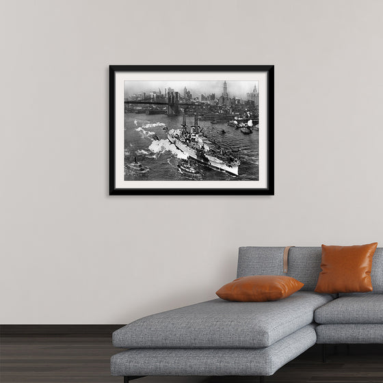 "View of USS ARIZONA taken from Manhattan Bridge"