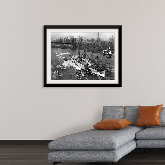 "View of USS ARIZONA taken from Manhattan Bridge"