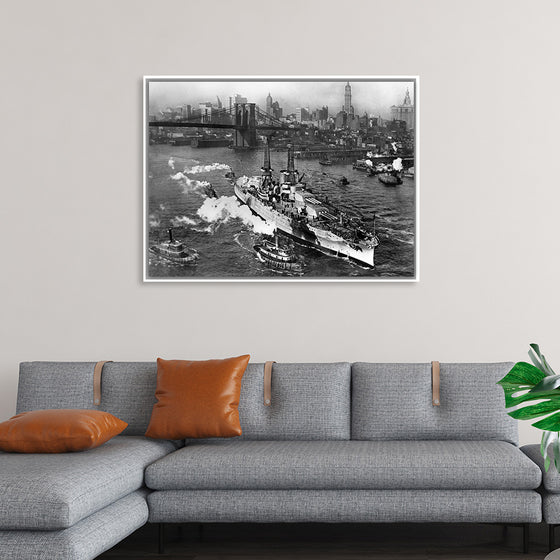 "View of USS ARIZONA taken from Manhattan Bridge"