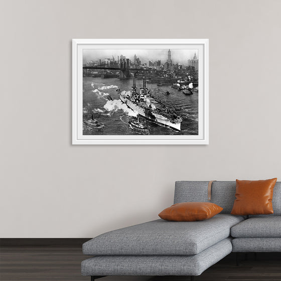 "View of USS ARIZONA taken from Manhattan Bridge"