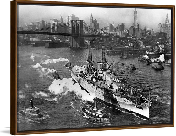 "View of USS ARIZONA taken from Manhattan Bridge"