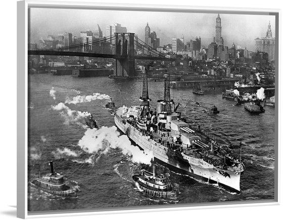 "View of USS ARIZONA taken from Manhattan Bridge"
