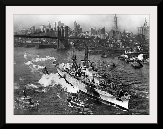 "View of USS ARIZONA taken from Manhattan Bridge"