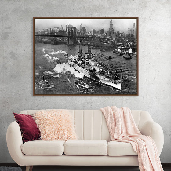 "View of USS ARIZONA taken from Manhattan Bridge"