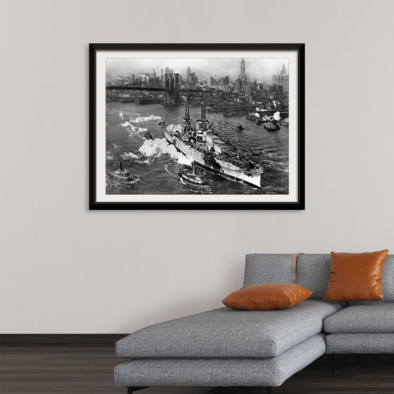 "View of USS ARIZONA taken from Manhattan Bridge"