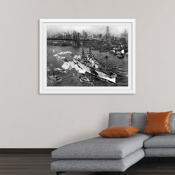 "View of USS ARIZONA taken from Manhattan Bridge"