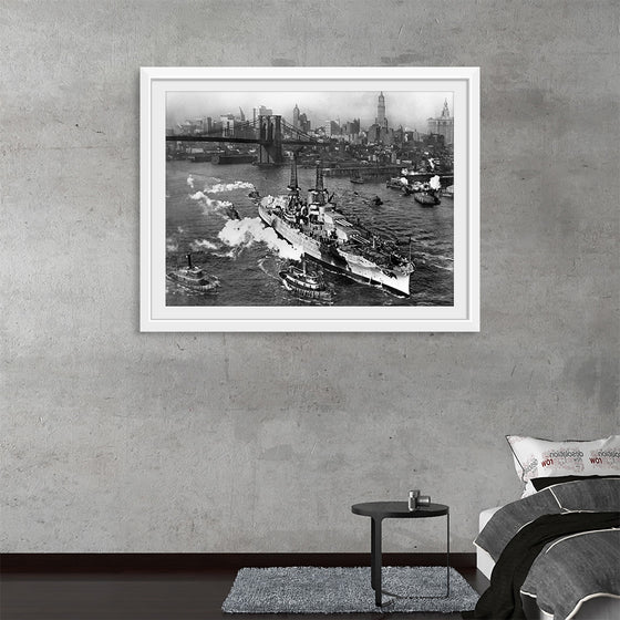 "View of USS ARIZONA taken from Manhattan Bridge"