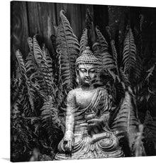  Immerse yourself in the serene tranquility encapsulated in our exclusive “Buddha” print. Each detail, from the intricate patterns on Buddha’s robe to the delicate ferns that surround him, is captured with exquisite clarity. The monochromatic palette evokes a timeless elegance, ensuring this piece will grace any space with its presence. 