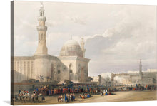  Immerse yourself in the enchanting allure of “Mosque of Sultan Hassan Cairo (1796-1864)” by David Roberts. This exquisite print captures a moment frozen in time, where architectural grandeur meets human vitality within the sacred confines of a mosque. 