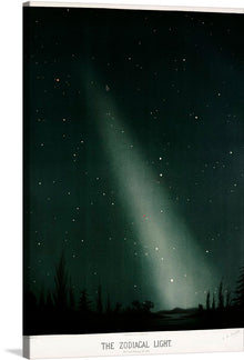  “Celestial Whispers”—that’s what “The Zodiacal Light” by E.L. Trouvelot unveils. Step into the tranquil night sky, where silhouetted grasses sway like cosmic secrets. Stars twinkle, scattered diamonds against velvety darkness. The zodiacal light—a mystical glow—illuminates this celestial scene.