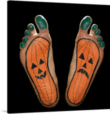  “Halloween Pumpkin Feet” is a playful and unique piece of art that is perfect for the Halloween season. The print features two feet with jack-o-lantern faces painted on the soles. The toes are painted green, adding a pop of color to the piece.