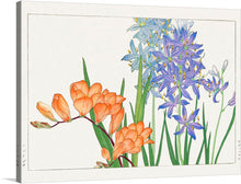  “Freesia Flower” is a captivating masterpiece of Japanese woodblock art that captures the delicate elegance and vibrant hues of freesia flowers in full bloom. The artwork is rich in detail and expression, showcasing the skillful craftsmanship typical for Japanese woodblock prints.