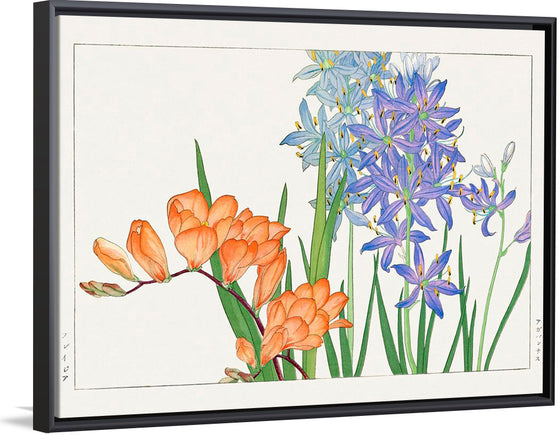 "Freesia flower, Japanese woodblock art", Tanigami Konan