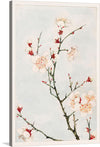 Immerse yourself in the serene beauty of this exquisite print, capturing the delicate blossoming of plum flowers. Each petal, painted with meticulous detail, seems to quiver in the soft whisper of spring’s arrival. The artwork, set against a tranquil backdrop, invites viewers into a world where nature’s silent symphony plays a melody of renewal and hope.