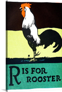  Introducing “R is for Rooster”, a captivating art print that brings a touch of rural charm to your living space. This piece beautifully portrays a majestic rooster, standing proudly against a backdrop of contrasting green and yellow hues. The rooster, outlined in white and black, is detailed with a vivid orange comb, adding a pop of color to the artwork. The blend of traditional and modern styles makes this print a versatile addition to any decor.