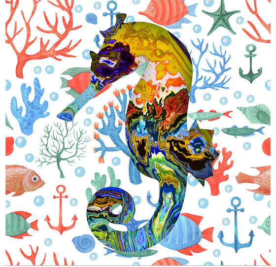 "Abstract Pattern-Filled Seahorse"