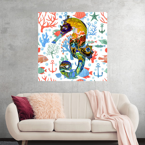 "Abstract Pattern-Filled Seahorse"