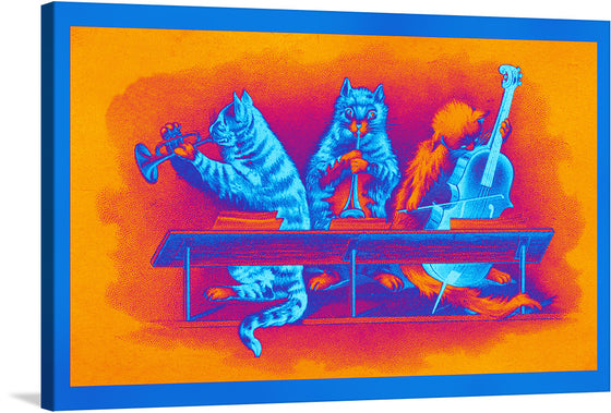 Hang out with these jazzy cool-cats all day and put this on your wall! This adorable piece highlights the humorous side of vintage illustration and is <span data-mce-fragment="1">definitely&nbsp;</span>a conversation starter for any music and/or feline enthusiast.