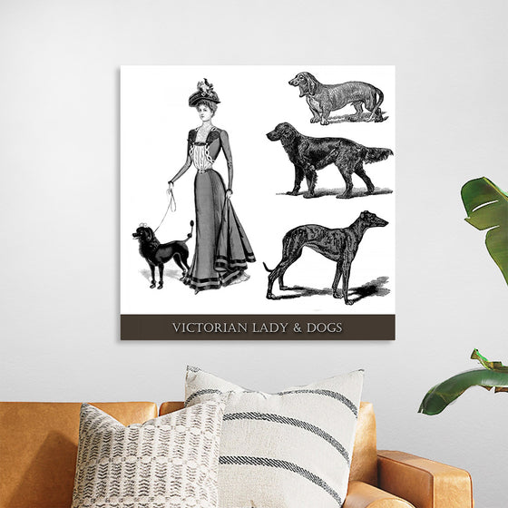 "Victorian Lady & Dogs"