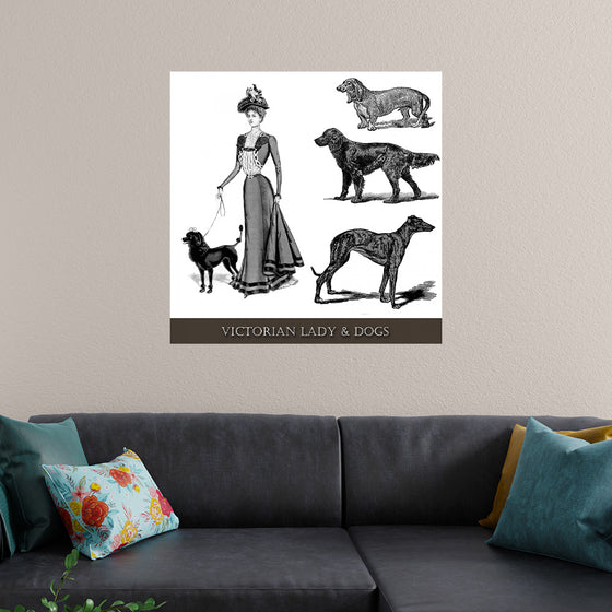 "Victorian Lady & Dogs"