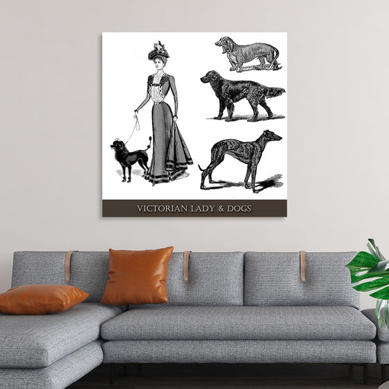 "Victorian Lady & Dogs"