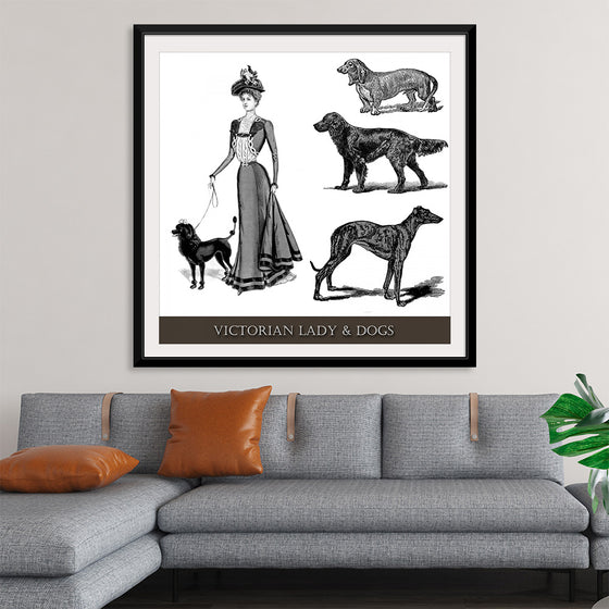 "Victorian Lady & Dogs"