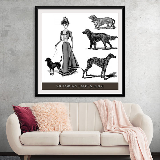 "Victorian Lady & Dogs"