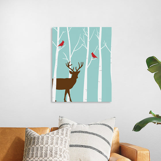 "Deer in Winter Forest"