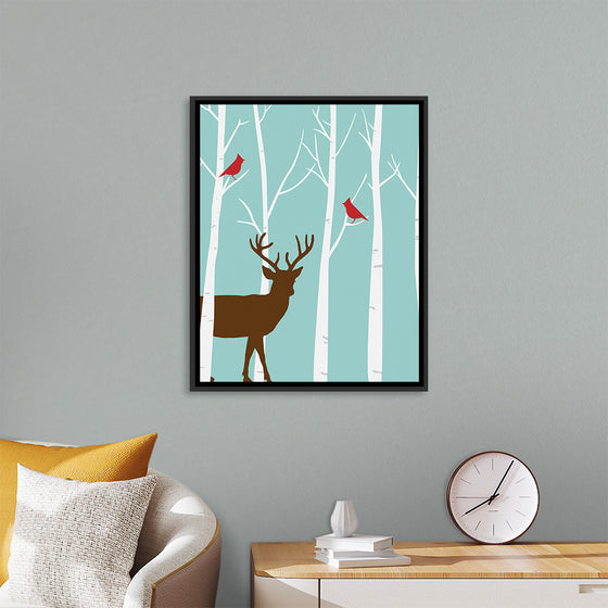 "Deer in Winter Forest"