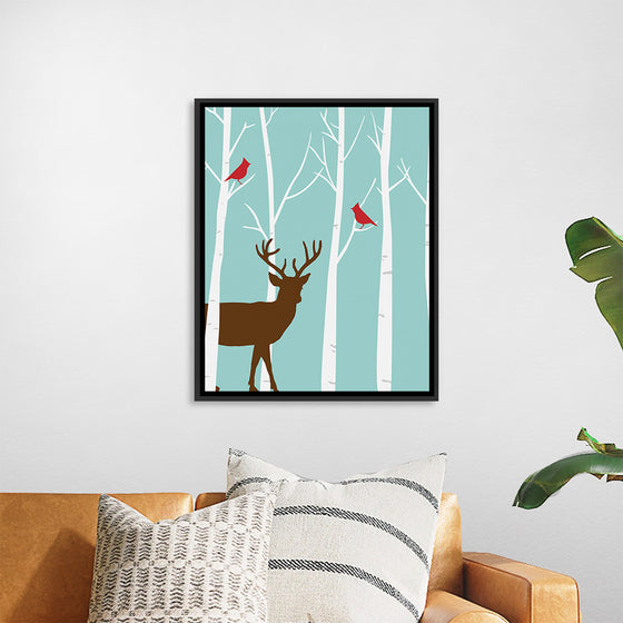 "Deer in Winter Forest"