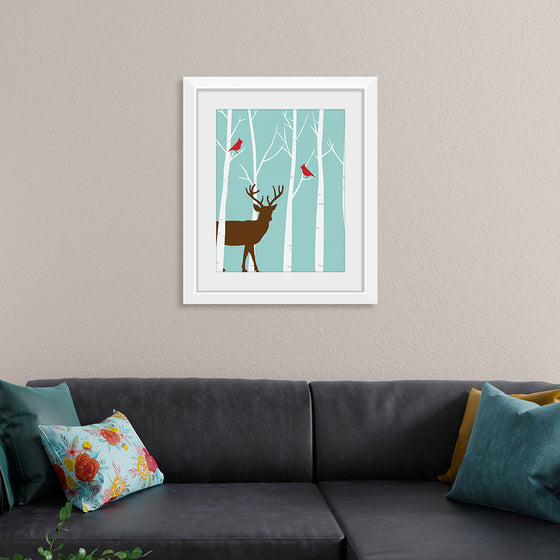 "Deer in Winter Forest"