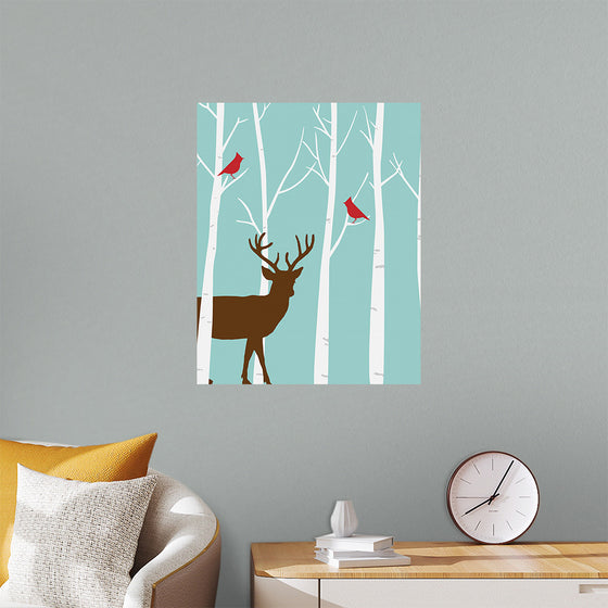 "Deer in Winter Forest"