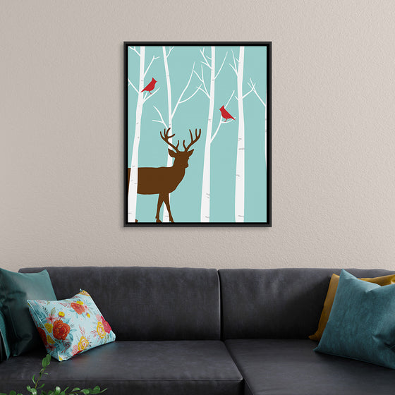 "Deer in Winter Forest"