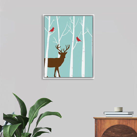 "Deer in Winter Forest"