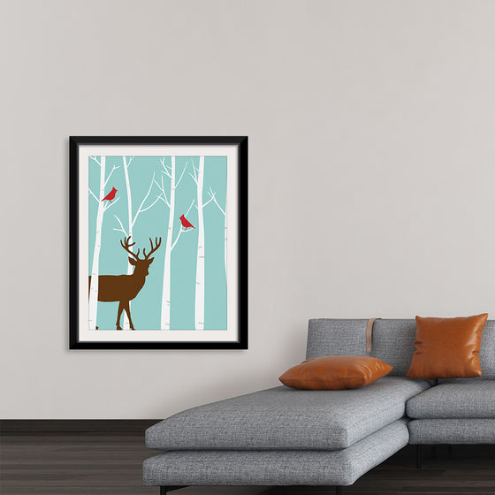 "Deer in Winter Forest"