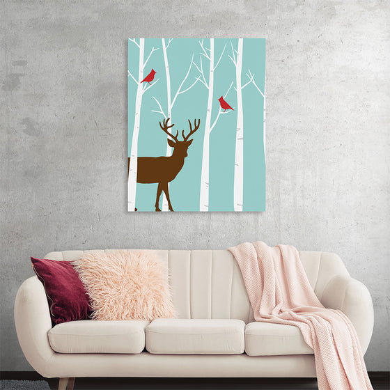 "Deer in Winter Forest"