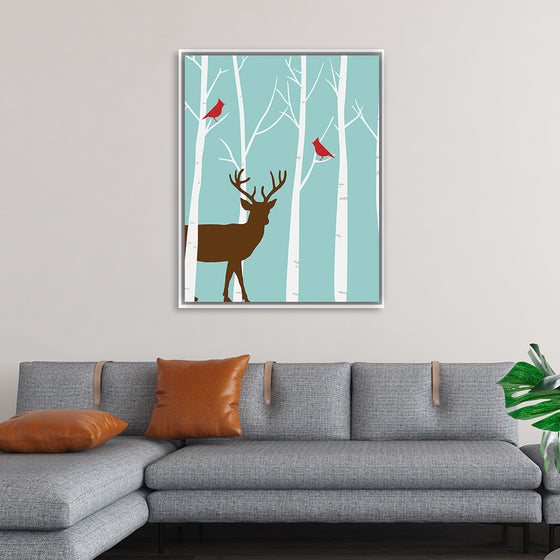 "Deer in Winter Forest"