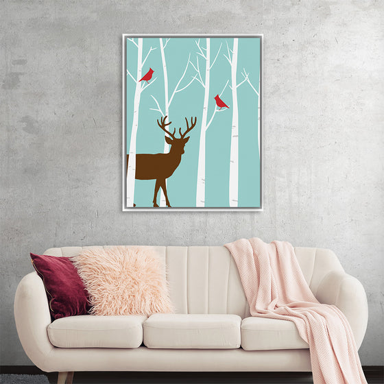 "Deer in Winter Forest"