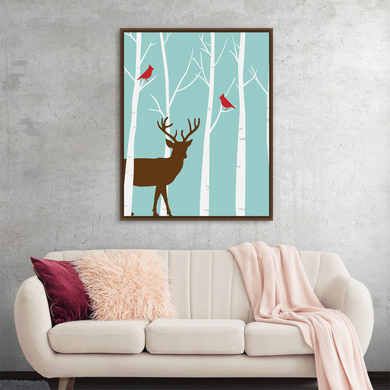 "Deer in Winter Forest"