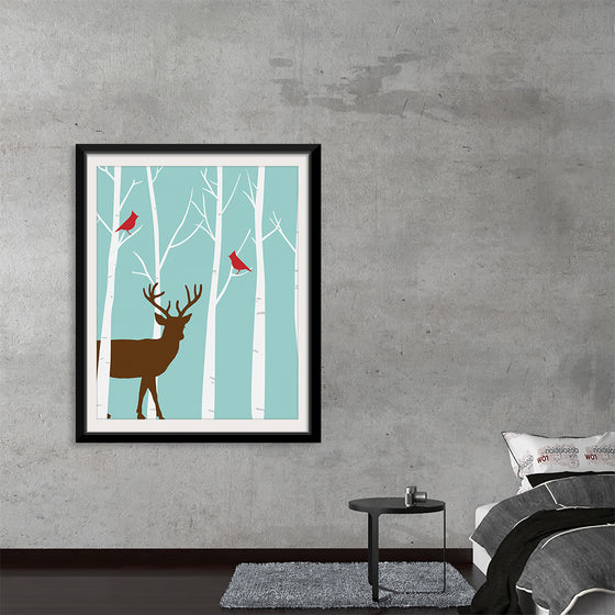 "Deer in Winter Forest"